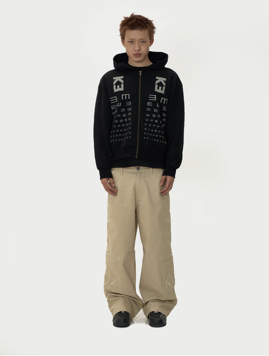 EVILKNIGHT(EK) Eye Chart Logo Print Zip Up Hoodie | Face 3 Face