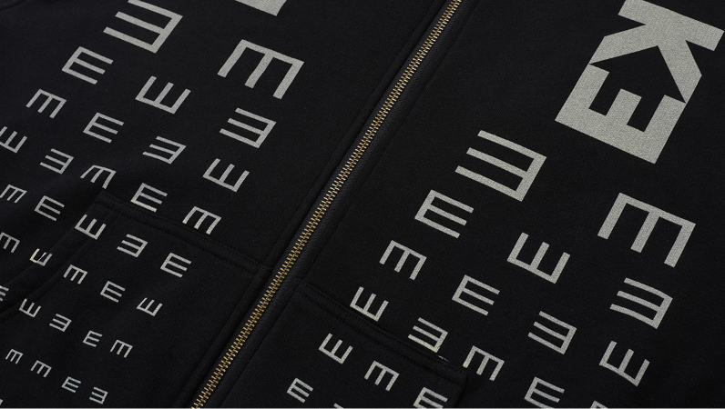 EVILKNIGHT(EK) Eye Chart Logo Print Zip Up Hoodie | Face 3 Face