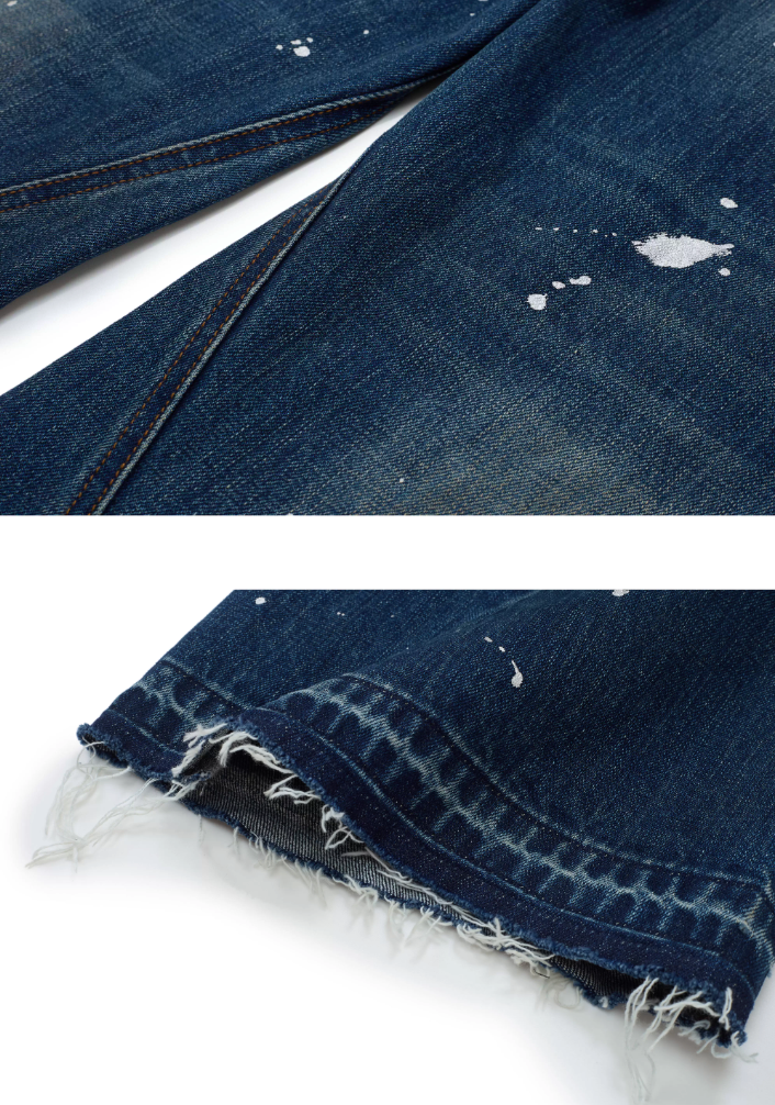 EVILKNIGHT(EK) Aged Splatter Ink Flared Denim Jeans | Face 3 Face
