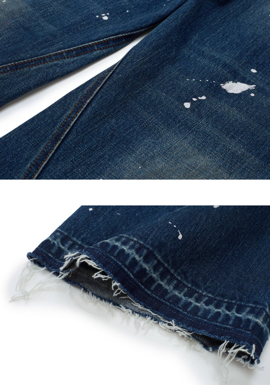 EVILKNIGHT(EK) Aged Splatter Ink Flared Denim Jeans | Face 3 Face