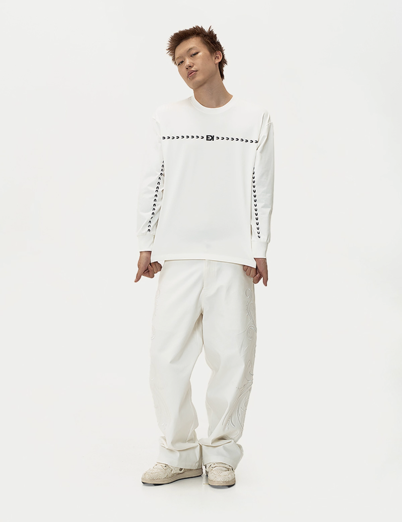 EVILKNIGHT(EK) Love Embroidered Casual Wide Pants | Face 3 Face