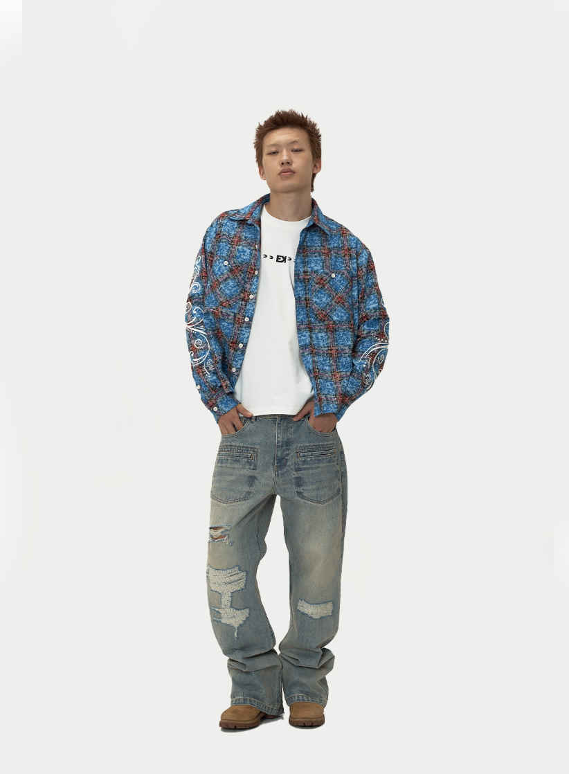 EVILKNIGHT(EK) Washed Distressed Utility Jeans | Face 3 Face