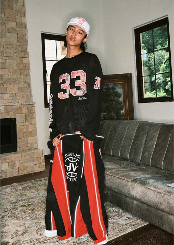 JUST VIBE Lace Patch Embroidered Mesh Hockey Jersey | Face 3 Face