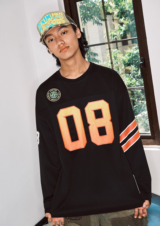 JUST VIBE Patchwork Long Sleeve Hockey Jersey Tee | Face 3 Face