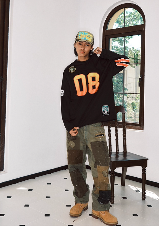 JUST VIBE Patchwork Long Sleeve Hockey Jersey Tee | Face 3 Face