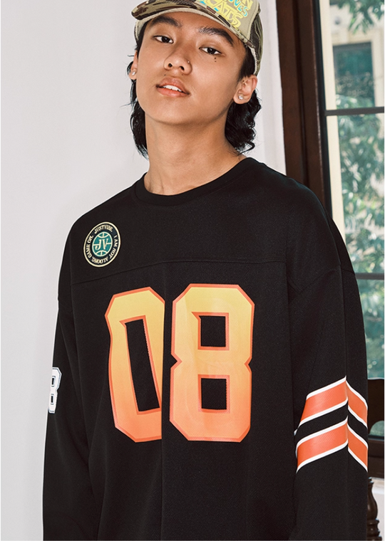JUST VIBE Patchwork Long Sleeve Hockey Jersey Tee | Face 3 Face