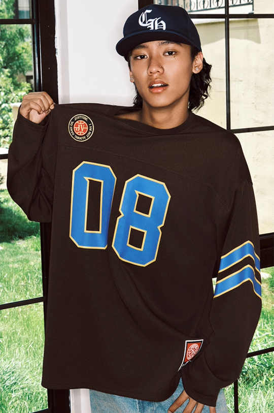 JUST VIBE Patchwork Long Sleeve Hockey Jersey Tee | Face 3 Face