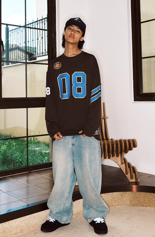 JUST VIBE Patchwork Long Sleeve Hockey Jersey Tee | Face 3 Face