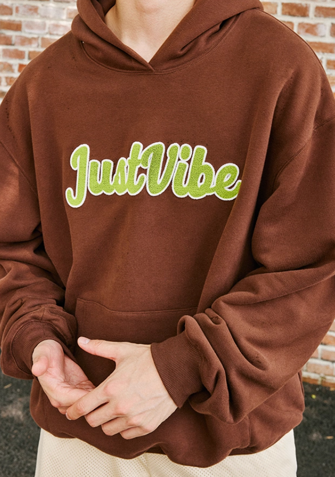 JUST VIBE Terry Embroidered Logo Hoodie | Face 3 Face