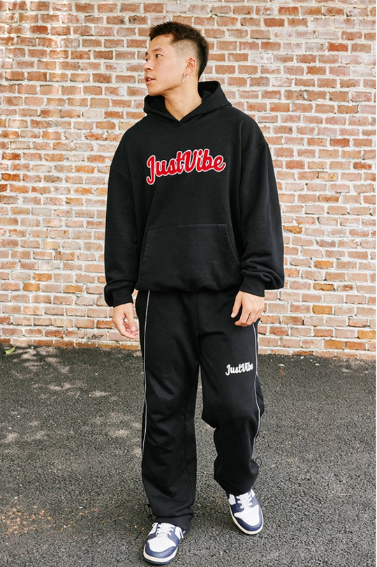JUST VIBE Terry Embroidered Logo Hoodie | Face 3 Face