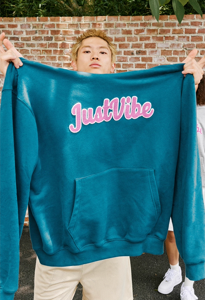 JUST VIBE Terry Embroidered Logo Hoodie | Face 3 Face