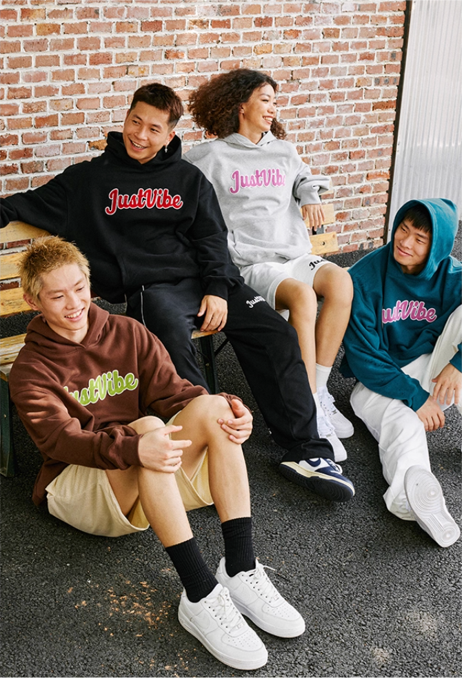 JUST VIBE Terry Embroidered Logo Hoodie | Face 3 Face