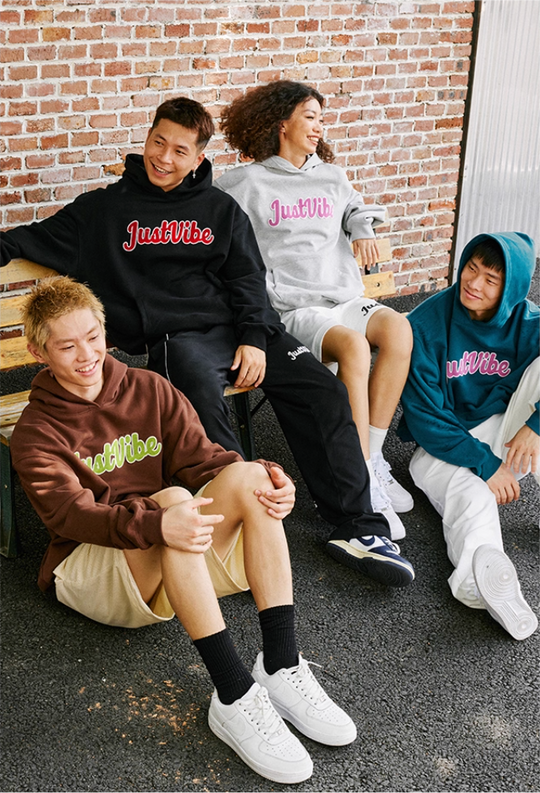 JUST VIBE Terry Embroidered Logo Hoodie | Face 3 Face