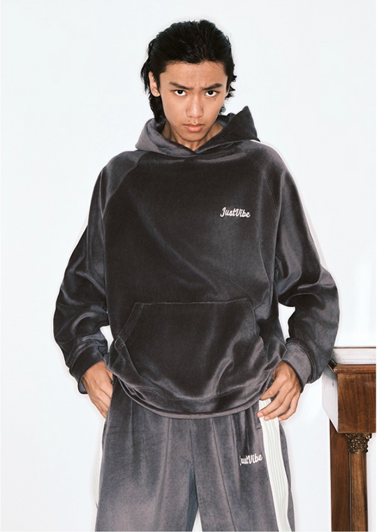 JUST VIBE Side Stripe Velvet Hoodie | Face 3 Face