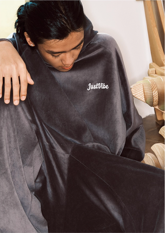 JUST VIBE Side Stripe Velvet Hoodie | Face 3 Face