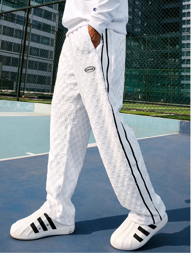 JUST VIBE Checkerboard Pile Track Pants | Face 3 Face