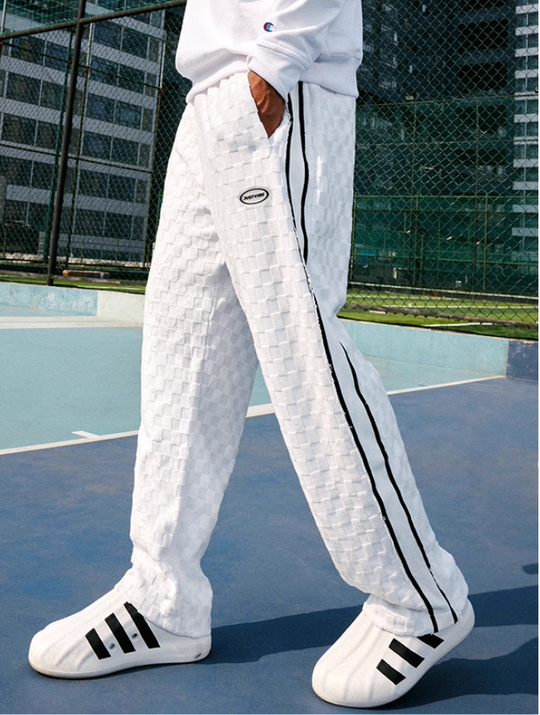 JUST VIBE Checkerboard Pile Track Pants | Face 3 Face