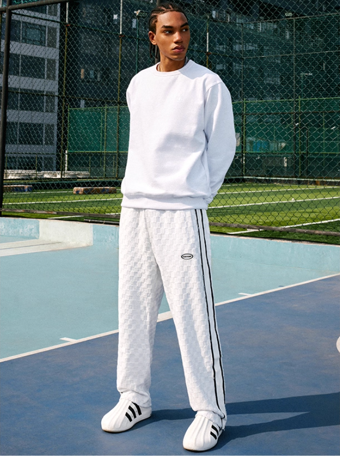 JUST VIBE Checkerboard Pile Track Pants | Face 3 Face
