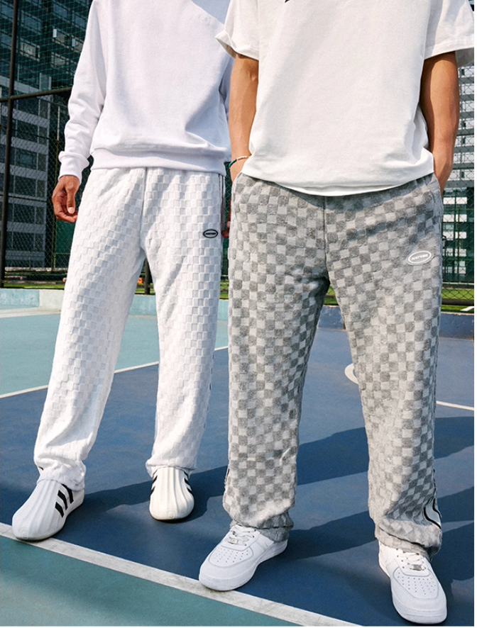 JUST VIBE Checkerboard Pile Track Pants | Face 3 Face