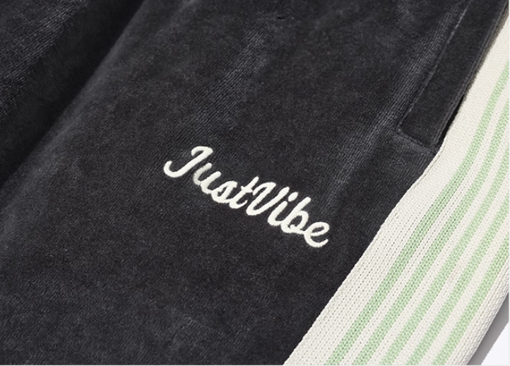 JUST VIBE Velvet Side Stripe Track Pants | Face 3 Face