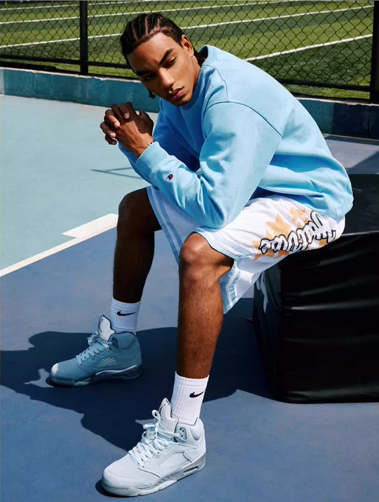 JUST VIBE Star Logo Print Mesh Basketball Shorts | Face 3 Face