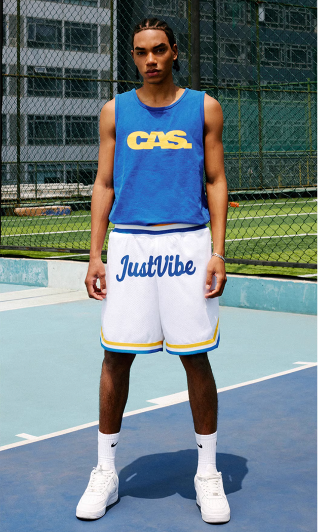 JUST VIBE Contrast Rib Waist Mesh Basketball Shorts | Face 3 Face