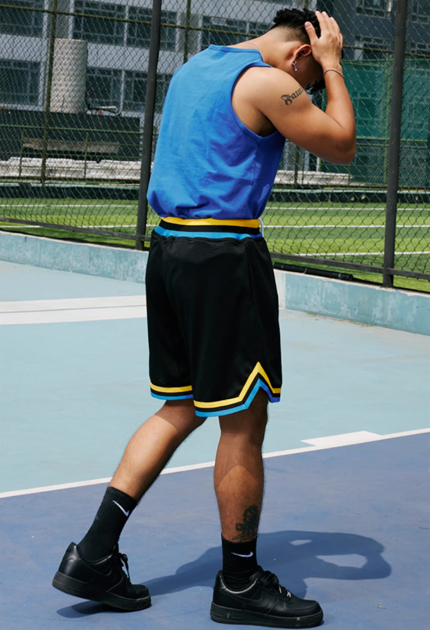 JUST VIBE Contrast Rib Waist Mesh Basketball Shorts | Face 3 Face