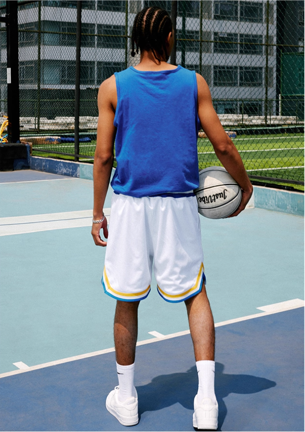 JUST VIBE Contrast Rib Waist Mesh Basketball Shorts | Face 3 Face