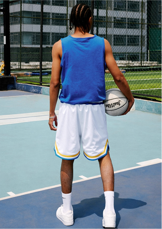 JUST VIBE Contrast Rib Waist Mesh Basketball Shorts | Face 3 Face