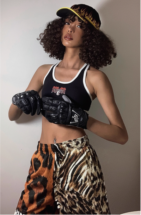JUST VIBE Asymmetric Leopard Mesh Basketball Shorts | Face 3 Face