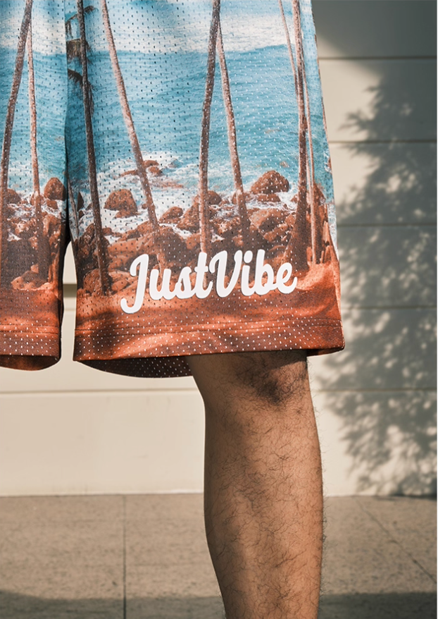 JUST VIBE Coconut Beach Mesh Basketball Shorts | Face 3 Face