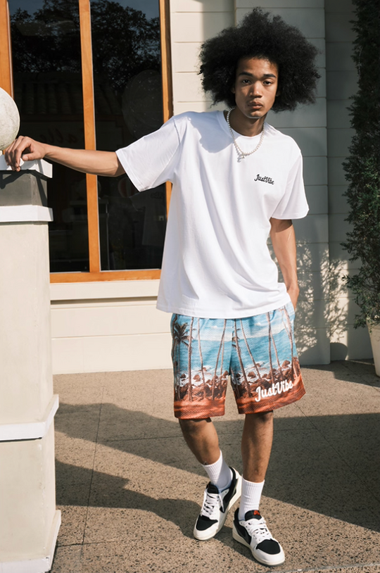 JUST VIBE Coconut Beach Mesh Basketball Shorts | Face 3 Face