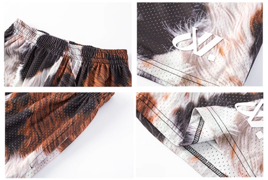 JUST VIBE Cow Print Mesh Basketball Shorts | Face 3 Face