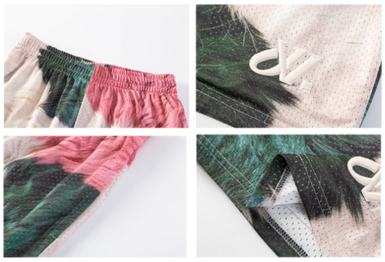 JUST VIBE Plush Texture Print Mesh Basketball Shorts | Face 3 Face