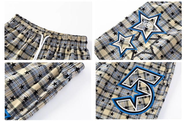 JUST VIBE Plaid Star Print Mesh Basketball Shorts | Face 3 Face