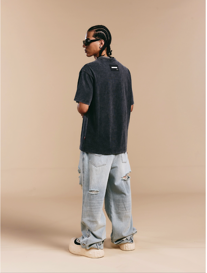 1807 × LABT Imitation Tape Embossed Print Tee | Face 3 Face