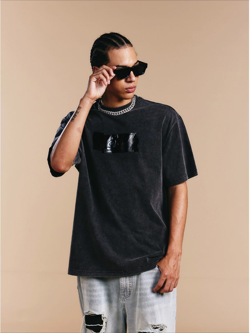 1807 × LABT Imitation Tape Embossed Print Tee | Face 3 Face