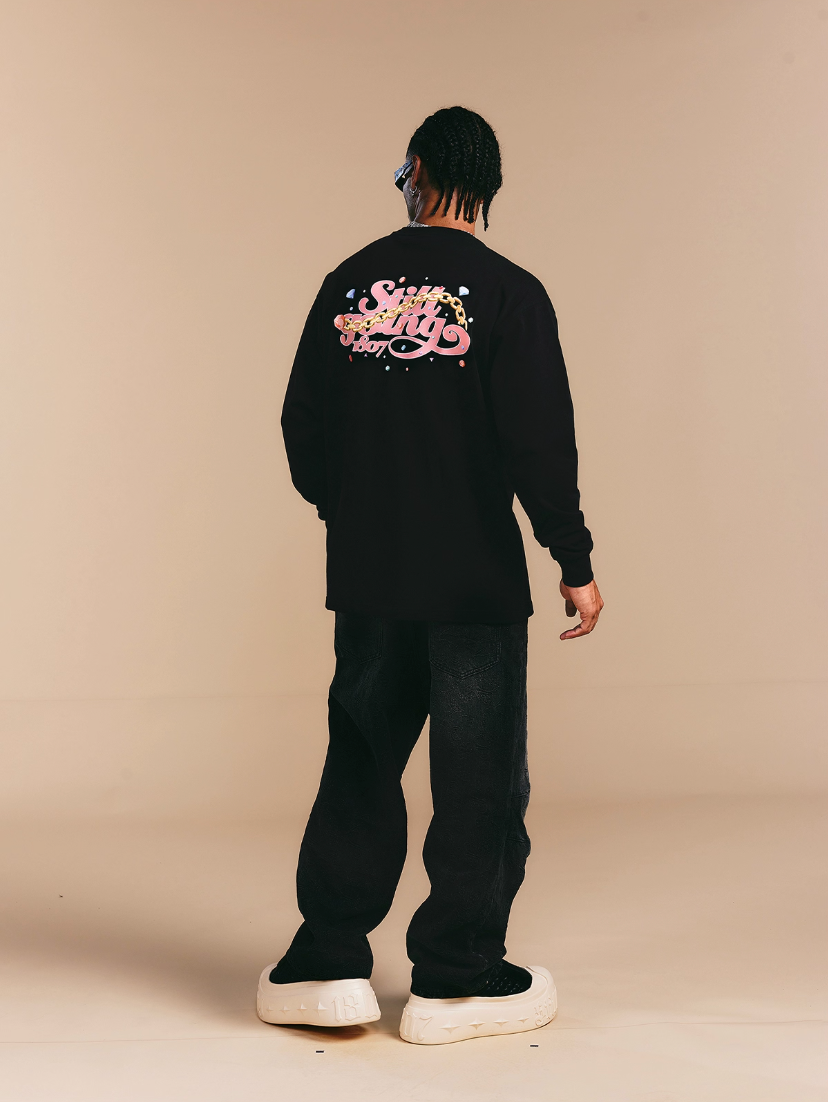 1807 Still Going Diamond Logo Print Long Sleeve Tee | Face 3 Face