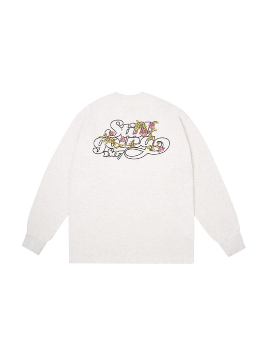 1807 Still Going Flower Embroidery Logo Long Sleeve Tee | Face 3 Face