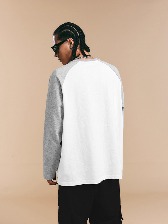 1807 Flocked Print Raglan Long Sleeve Tee | Face 3 Face