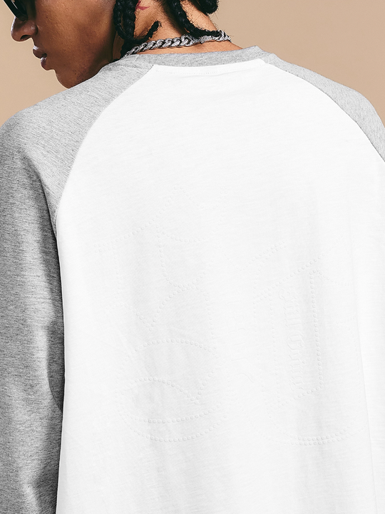 1807 Flocked Print Raglan Long Sleeve Tee | Face 3 Face