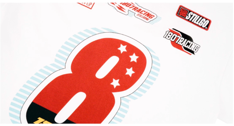 1807 Number 8 Racing Print Long Sleeve Tee | Face 3 Face