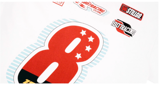 1807 Number 8 Racing Print Long Sleeve Tee | Face 3 Face