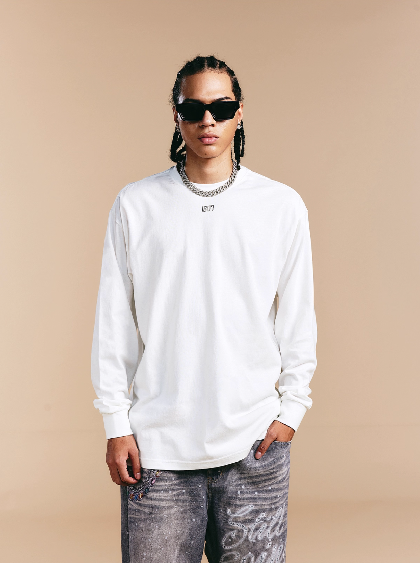 1807 Crystal Rhinestone Logo Long Sleeve Tee | Face 3 Face