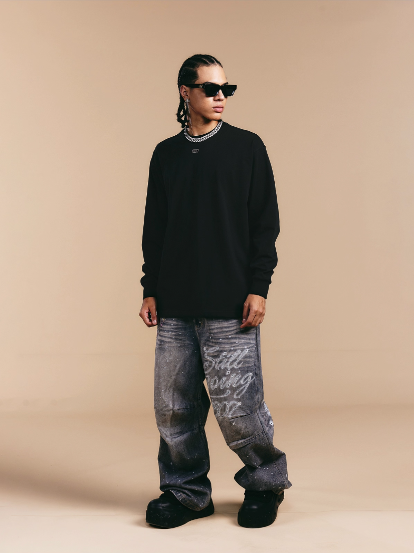 1807 Crystal Rhinestone Logo Long Sleeve Tee | Face 3 Face