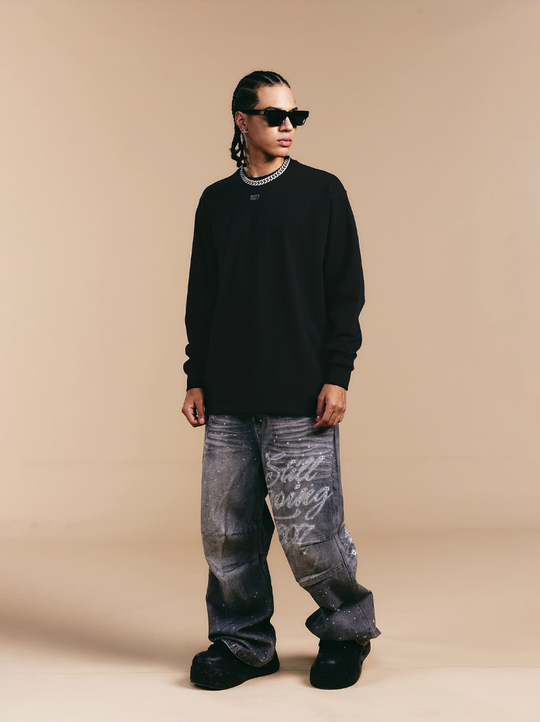 1807 Crystal Rhinestone Logo Long Sleeve Tee | Face 3 Face