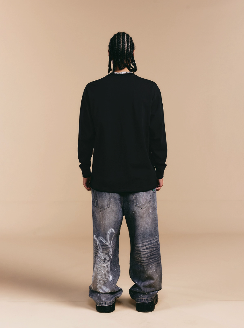 1807 Crystal Rhinestone Logo Long Sleeve Tee | Face 3 Face