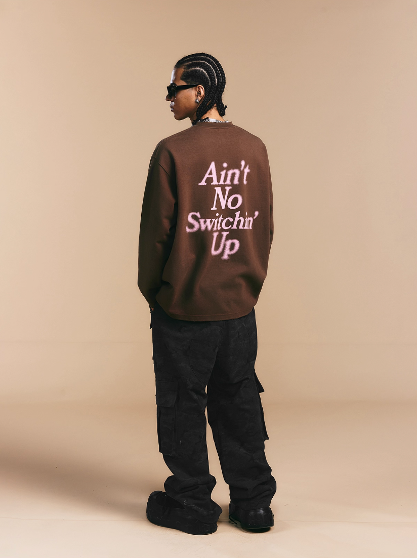 1807 Blurred Logo Print Distressed Long Sleeve Tee | Face 3 Face