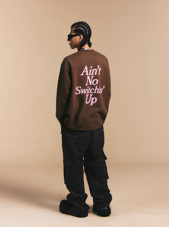 1807 Blurred Logo Print Distressed Long Sleeve Tee | Face 3 Face