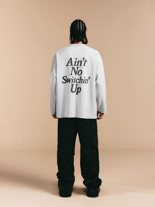 1807 Blurred Logo Print Distressed Long Sleeve Tee | Face 3 Face